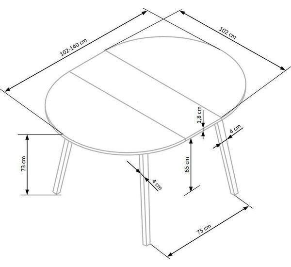 Masa extensibila RUBEN, casmir/stejar, PAL, 102/142x102x73 cm