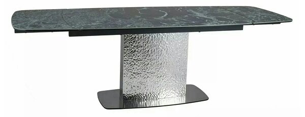 Masa extensibila MONCLER, verde/crom, sticla/ceramica/metal, 160/240x9