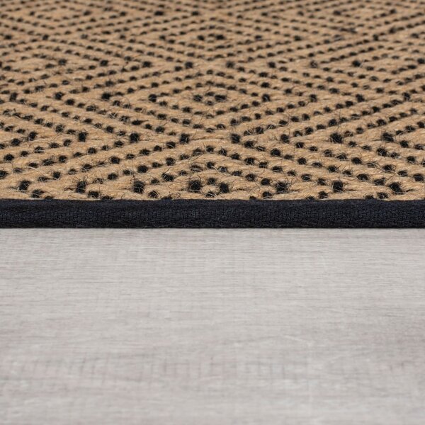 Covor tip traversă pentru scări negru/în culoare naturală din iută 60x800 cm Diamond – Flair Rugs