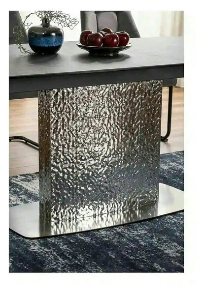 Masa extensibila MONCLER, verde/crom, sticla/ceramica/metal, 160/240x9