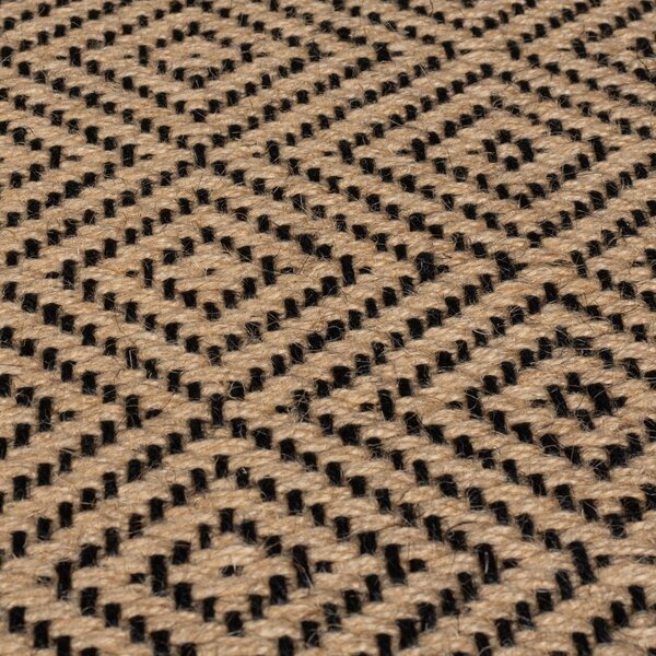 Covor tip traversă pentru scări negru/în culoare naturală din iută 60x800 cm Diamond – Flair Rugs