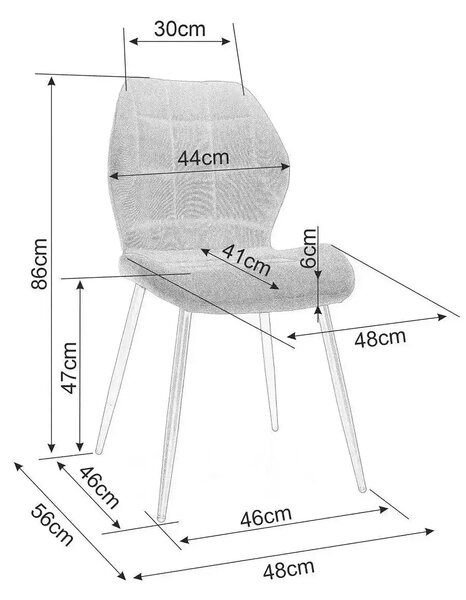 Scaun RICK, gri - Bluvel 14, stofa catifelata/metal, 48x56x86 cm