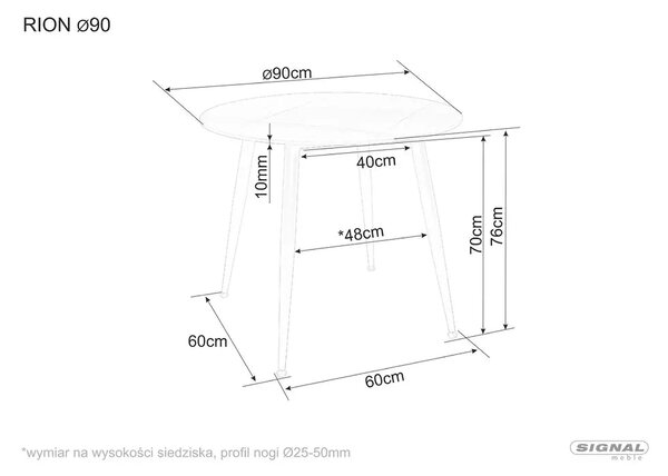 Masa RION, negru mat cu efect de marmura, ceramica/metal, 90x90x76 cm