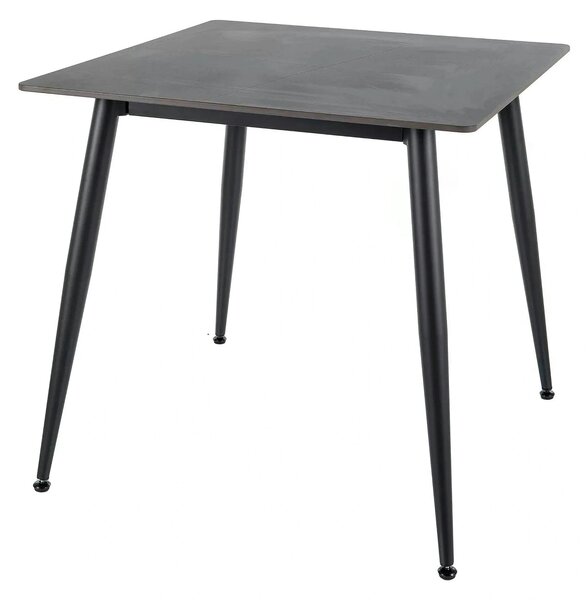 Masa RION, negru mat cu efect de marmura, ceramica/metal, 80x80x76 cm