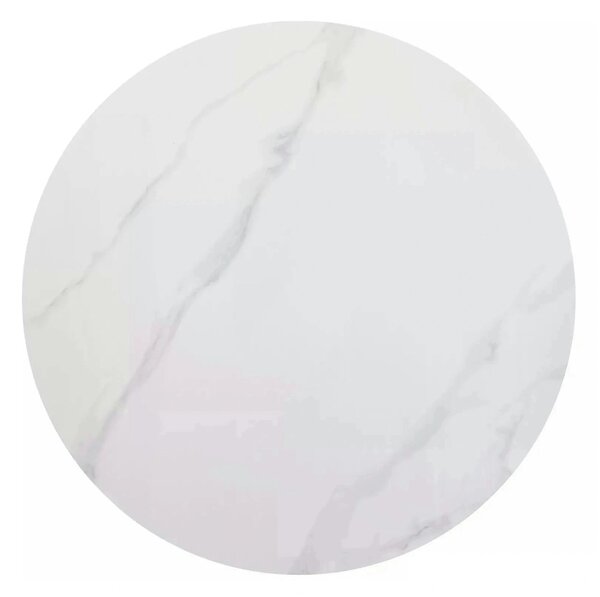 Masa RION, alb cu efect de marmura/negru, ceramica/metal, 90x90x76 cm