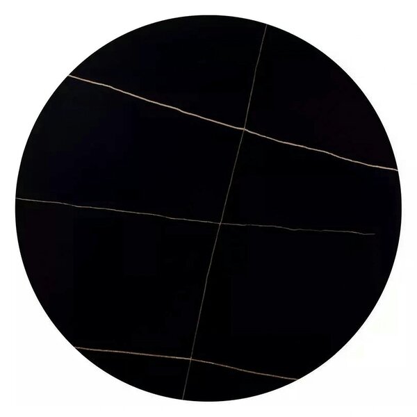 Masa RION, negru mat cu efect de marmura, ceramica/metal, 90x90x76 cm