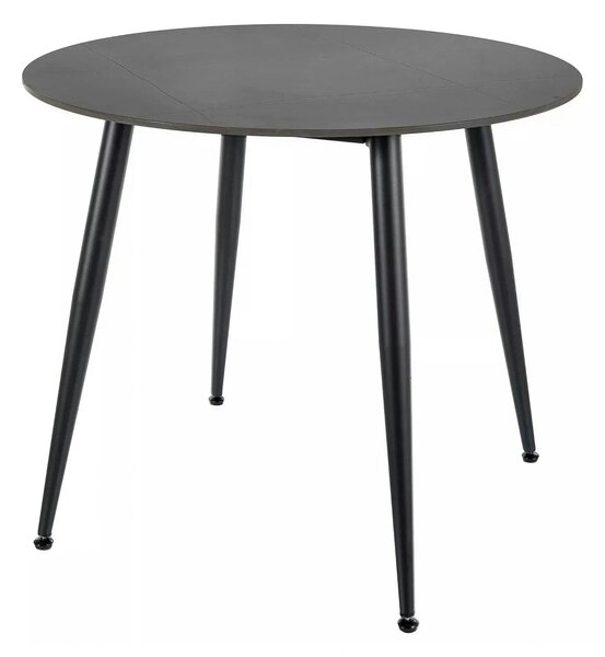 Masa RION, negru mat cu efect de marmura, ceramica/metal, 90x90x76 cm