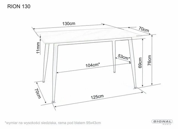 Masa RION, negru cu efect de marmura, ceramica/metal, 130x70x76 cm