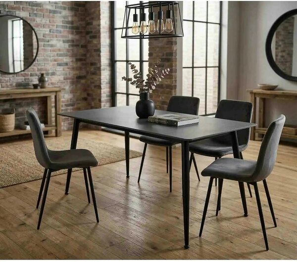 Masa RION, negru cu efect de marmura, ceramica/metal, 130x70x76 cm