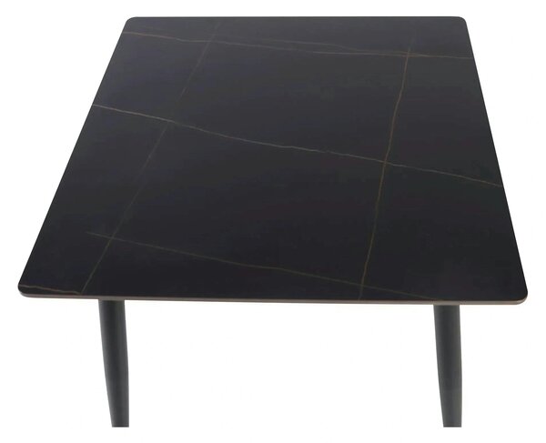 Masa RION, negru mat cu efect de marmura, ceramica/metal, 80x80x76 cm