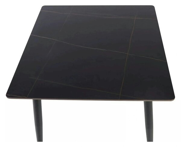 Masa RION, negru cu efect de marmura, ceramica/metal, 130x70x76 cm