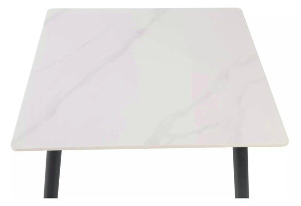 Masa RION, alb cu efect de marmura/negru, ceramica/metal, 80x80x76 cm