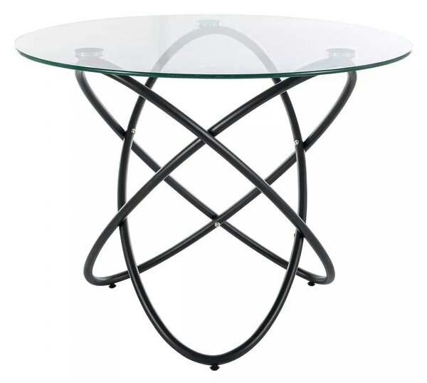 Masa ORBIT, transparent/negru, sticla/metal, 100x75 cm