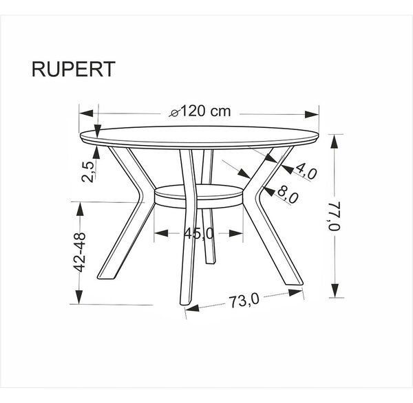 Masa RUPERT, nuc, 120x77 cm
