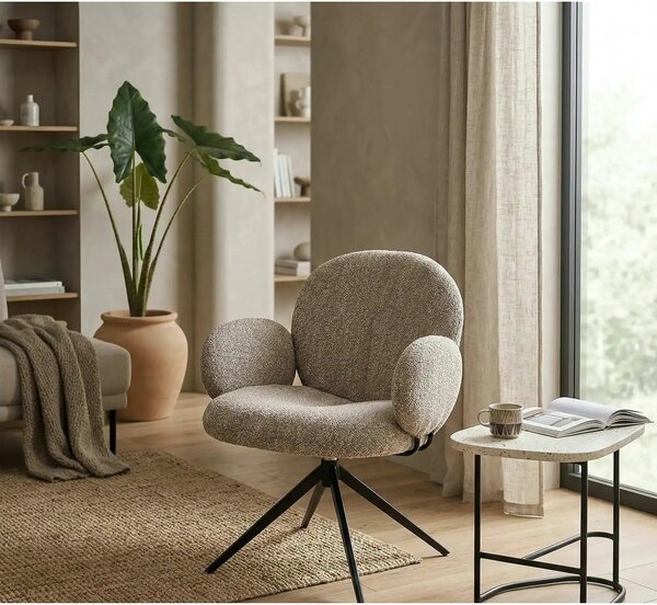 Scaun K568, bej inchis/negru, stofa clasica/otel, 65x64x82 cm