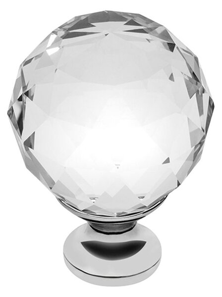 Buton pentru mobila cristal CRPA, finisaj crom lucios+cristal transparent GT, D:40 mm