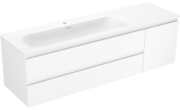 Mexen Orio, Dulap baie 160 cm cu lavoar Vela stânga, 2S, 1D, alb mat, 91A13-16047-3-BBFFFF01-W23L01