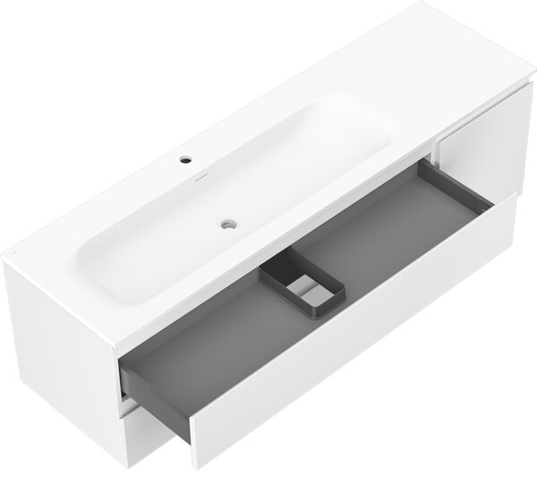 Mexen Orio, Dulap baie 160 cm cu lavoar Vela stânga, 2S, 1D, alb mat, 91A13-16047-3-BBFFFF01-W23L01