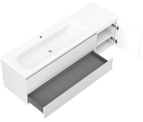 Mexen Orio, Dulap baie 160 cm cu lavoar Vela stânga, 2S, 1D, alb mat, 91A13-16047-3-BBFFFF01-W23L01