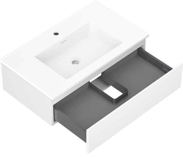 Mexen Orio, mobilier de baie 80 cm cu lavoar Otis, 1 sertar, alb mat, 91A10-08023-1-BF01-W18M01