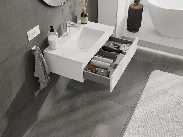 Mexen Orio, mobilier de baie 80 cm cu lavoar Otis, 1 sertar, alb mat, 91A10-08023-1-BF01-W18M01