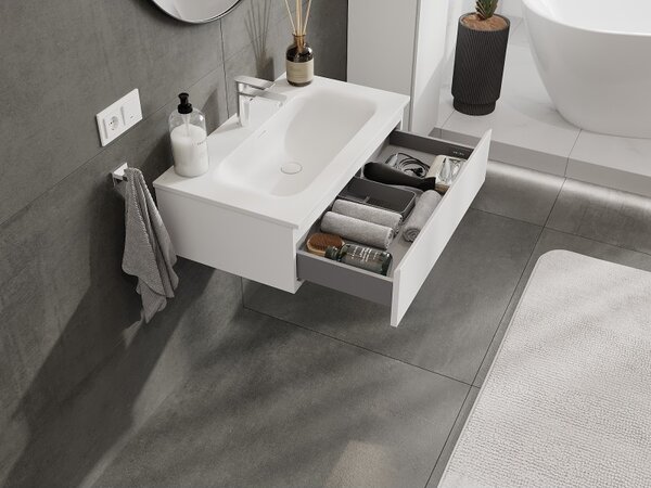 Mexen Orio, mobilier baie 80 cm cu lavoar Vela, 1 sertar, alb mat, 91A10-08023-1-BF01-W23M01