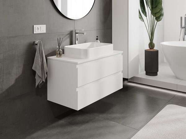 Mexen Orio, mobilier de baie 90 cm cu blat, 2 sertare, alb mat, 91A10-09047-2-BFFC01