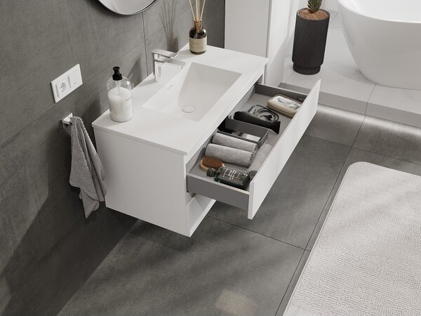 Mexen Orio, mobilier de baie 90 cm cu lavoar Otis, 2 sertare, alb mat, 91A10-09047-2-BFF01-W18M01