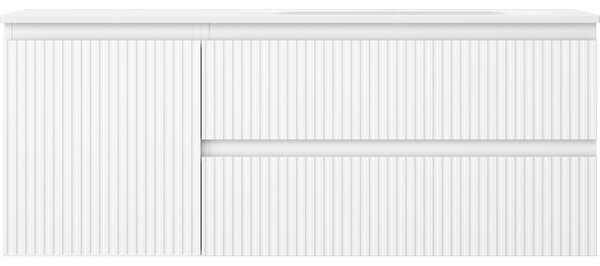 Mexen Rivel, mobilier baie 120 cm cu lavoar dreapta Vela, 2S, 1D, canelat, alb mat, 91A23-12047-3-BBFFF01-W23P01