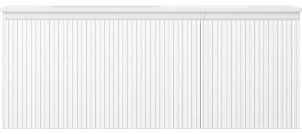 Mexen Rivel, mobilier baie 120 cm cu lavoar pe stânga Vela, 1S, 1D, canelat, alb mat, 91A23-12047-3-BBFF01-W23L01