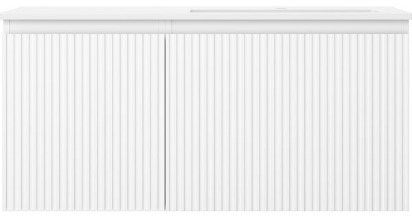 Mexen Rivel, Dulap baie 100 cm cu lavoar dreapta Otis, 1S, 1D, canelat, alb mat, 91A23-10047-3-BBFF01-W18P01