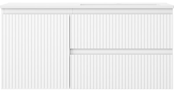 Mexen Rivel, mobilier baie 100 cm cu lavoar Otis dreapta, 2S, 1D, canelat, alb mat, 91A23-10047-3-BBFFF01-W18P01