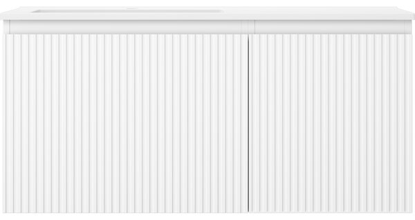 Mexen Rivel, mobilier baie 100 cm cu lavoar stânga Otis, 1S, 1D, canelat, alb mat, 91A23-10047-3-BBFF01-W18L01