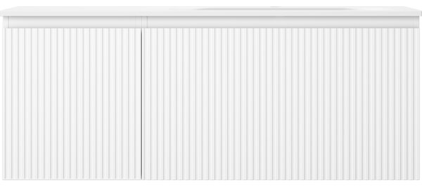 Mexen Rivel, mobilier baie 120 cm cu lavoar dreapta Vela, 1S, 1D, canelat, alb mat, 91A23-12047-3-BBFF01-W23P01