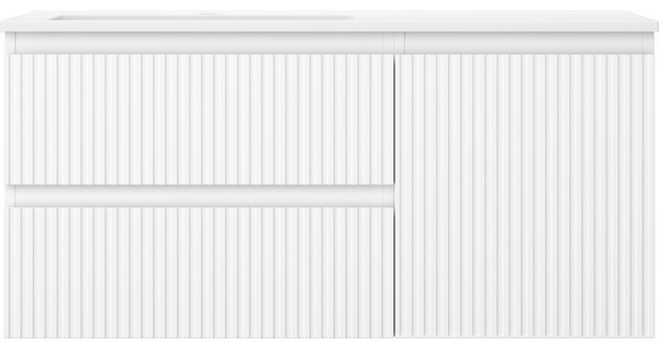 Mexen Rivel, mobilier baie 100 cm cu lavoar stânga Otis, 2S, 1D, canelat, alb mat, 91A23-10047-3-BBFFF01-W18L01