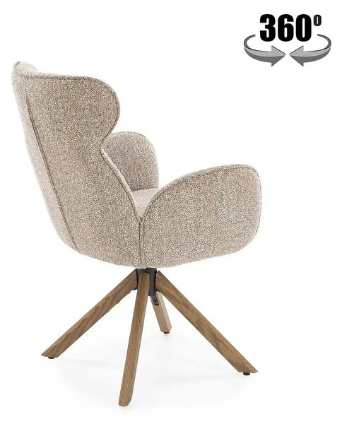 Scaun K585, bej inchis/nuc, stofa clasica/lemn, 63x64x93 cm
