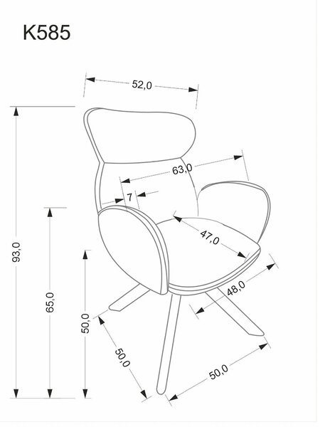 Scaun K585, bej inchis/nuc, stofa clasica/lemn, 63x64x93 cm