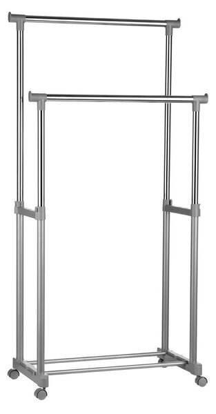 Suport pentru haine argintiu telescopic/cu roți din metal – Premier Housewares