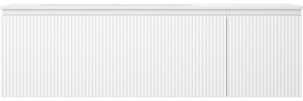 Mexen Rivel, mobilier de baie 160 cm cu lavoar pe stânga Vela, 1S, 1D, canelat, alb mat, 91A23-16047-3-BBFF01-W23L01