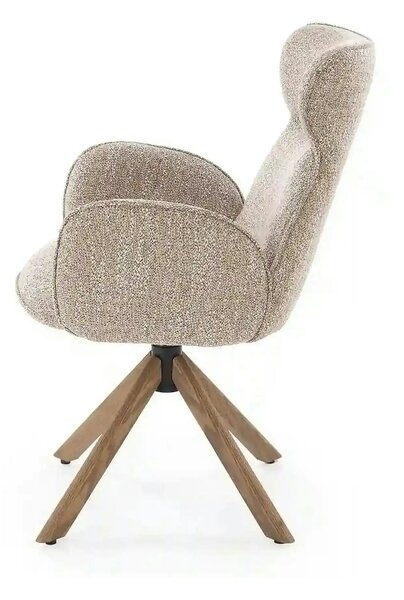 Scaun K585, bej inchis/nuc, stofa clasica/lemn, 63x64x93 cm