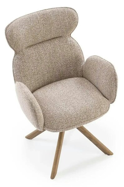 Scaun K585, bej inchis/nuc, stofa clasica/lemn, 63x64x93 cm