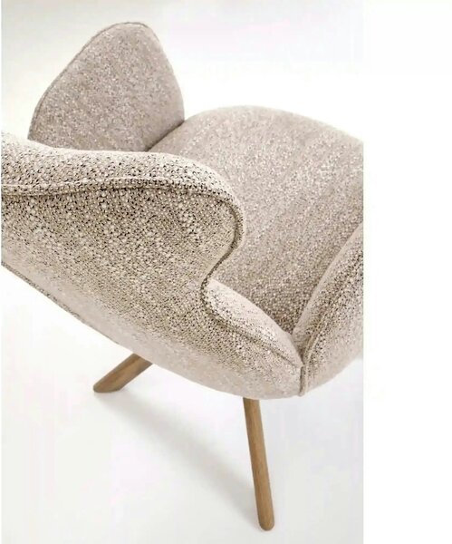 Scaun K585, bej inchis/nuc, stofa clasica/lemn, 63x64x93 cm