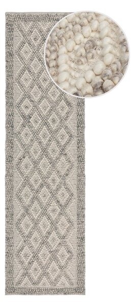 Covor tip traversă gri țesut manual din amestesc de lână 60x230 cm Minerals Diamond – Flair Rugs
