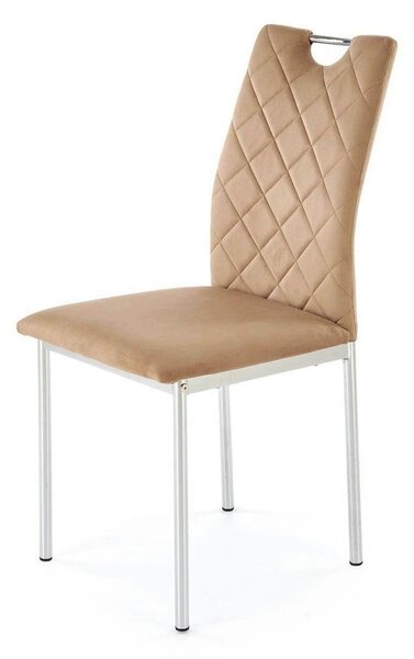 Scaun K578, bej - HLR 11/argintiu, stofa catifelata/otel, 43x53x93 cm