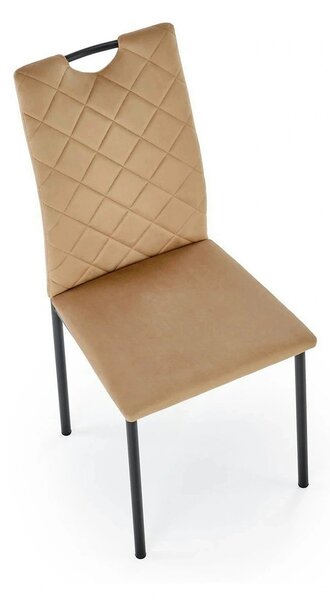 Scaun K577, bej - HLR 11, stofa catifelata/otel, 43x53x93 cm