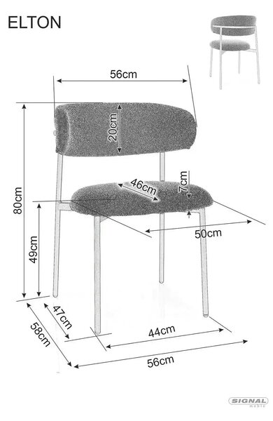 Scaun ELTON, bej - Brego 34, stofa clasica/metal, 56x46x80 cm