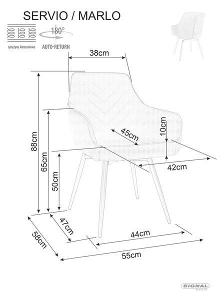 Scaun SERVIO, bej deschis - Brego 31, stofa clasica/metal, 55x58x88 cm