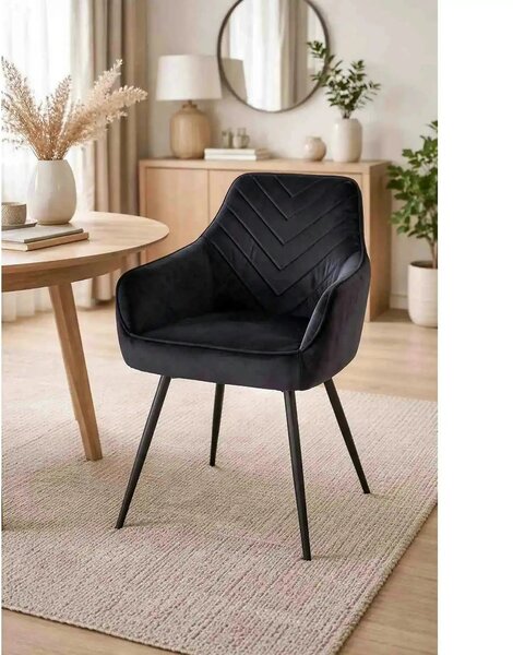 Scaun SERVIO, negru - Bluvel 19, stofa catifelata/metal, 55x58x88 cm