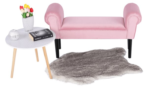 KONDELA Bancă, catifea Velvet, roz învechit/negru, BURDA