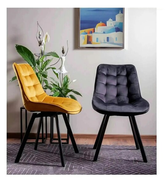 Scaun MONTI, negru - Bluvel 19, stofa catifelata/metal, 51x60x88 cm